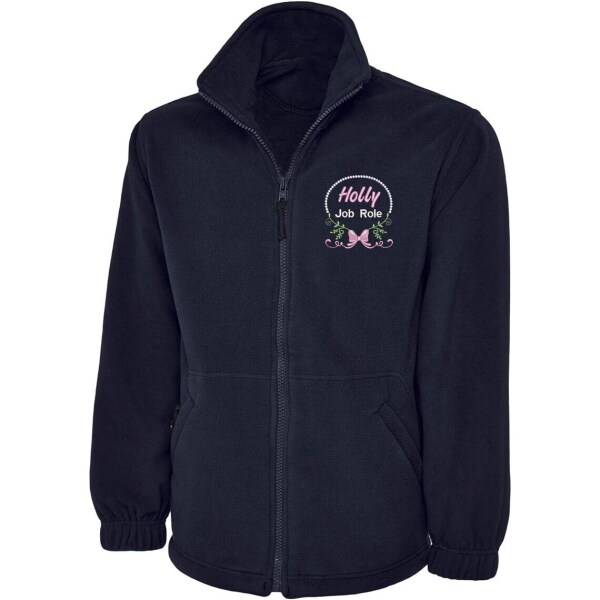 Personalised Embroidered Healthcare Fleece Jacket - Floral Ribbon - XS | UK 8