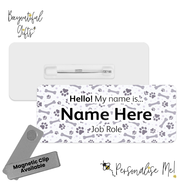 Vet Name Badge - Paw Print & Bone