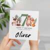 Personalised 7th Birthday Children's Card Woodland Themed Seventh Birthday Card For Boy or Girl Seven Years Custom Card - Square (5.5x5.5) / Blank Inside
