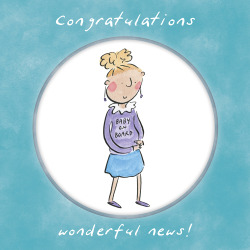 Holy Mackerel Baby on board, a 15cm square pregnancy card featuring Rosie Brooks artwork, blank inside for your message