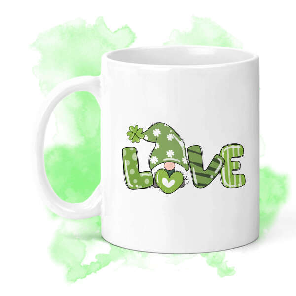 St. Patrick's Day Ceramic Mug - Shamrock Love Gnome