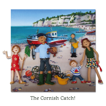 Holy Mackerel The Cornish catch, a Cornwall themed regional greetings card, designed by Erica Sturla Card is 150mm square and blank inside.