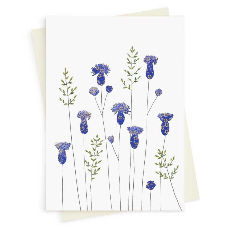 Thistles & grass greeting card -  designed by Eloise Hall - 15.7 x 11cm and blank inside, made in the UK