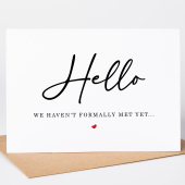 Baby announcement card Hello We haven't Formally Met