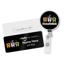 #hello my name is... Name Badge & Metal ID Reel - Halloween Teeth Trio