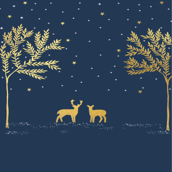 Holy Mackerel trees & deer gold foiled luxury Christmas card - designed by Eloise Hall - 15.7 x 11cm - blank inside