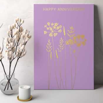 Fennel Anniversary card embellished with a pretty gold foil print - designed by artist Eloise Hall - 15.7 x 11cm and blank inside