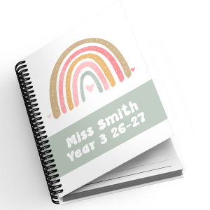 A5 Personalised Spiral Bound Diary - Retro Boho Rainbow | Yearly | Academic | Appointment - Standard 2027
