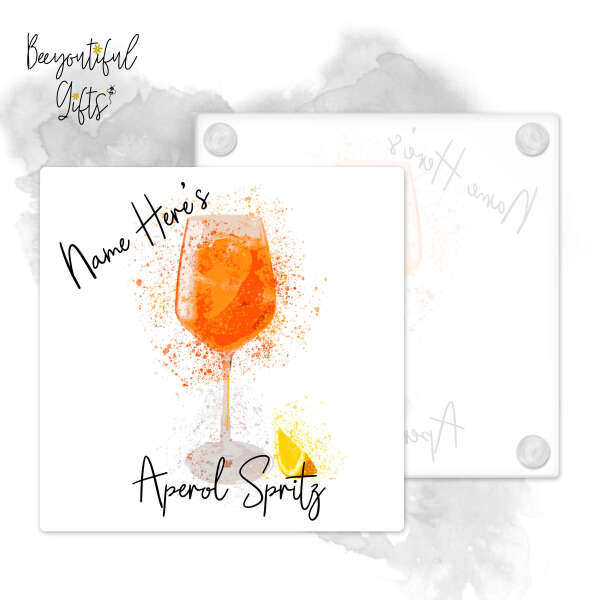 Personalised Aperol Spritz Glass Coaster with Splash Effect