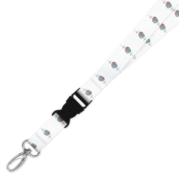 Double Breakaway Lanyard - Pink & Blue Baby Feet Heartbeat