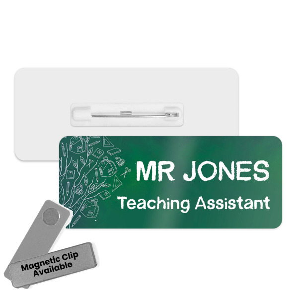 #hello my name is... Name Badge - Green Chalkboard Teacher