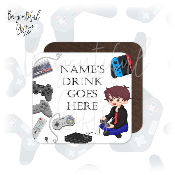 Personalised Gaming Coaster - Cartoon Gamer Boy