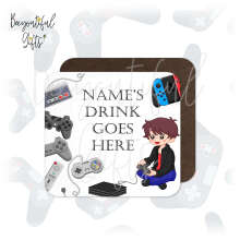 Personalised Gaming Coaster - Cartoon Gamer Boy