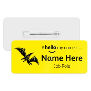 #hello my name is... Name Badge - Classic Yellow - Pterodactyl