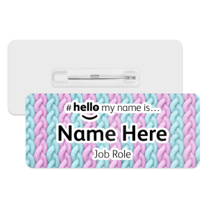 #hello my name is... Name Badge - Pastel Knitted Pattern