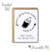 Personalised Pregnancy Announcement Card - There's Going To Be Another Mouth To Feed - Yellow - Small (Approx. A6)