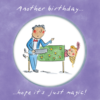 Holy Mackerel Magic birthday, a 15cm square birthday card featuring Rosie Brooks artwork, blank inside for your message