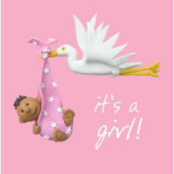 Holy Mackerel cute it's a girl new baby card - designed by artist Erica Sturla - 15cm square and blank inside for your message - made in the UK