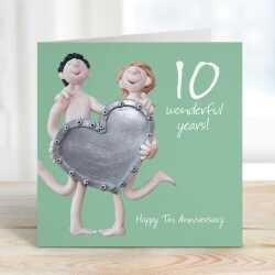 10th anniversary card (tin anniversary card) - designed by Erica Sturla - 15cm square and blank inside, made in the UK
