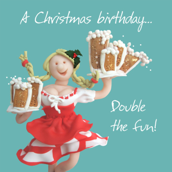 Birthday, Double The Fun 150mm Square Christmas Card by Artist Erica Sturla