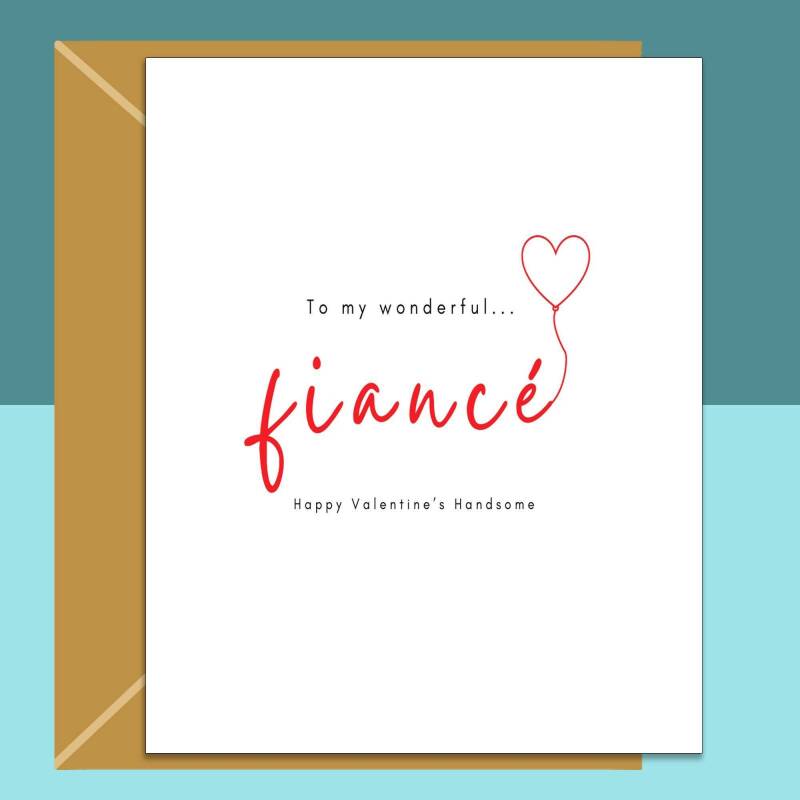 Fiancé Valentine's Card - Ideal for your Fiance - Personalised - For Him or For Her - Cute Heart Card on Valentines Day - Blank inside - Small