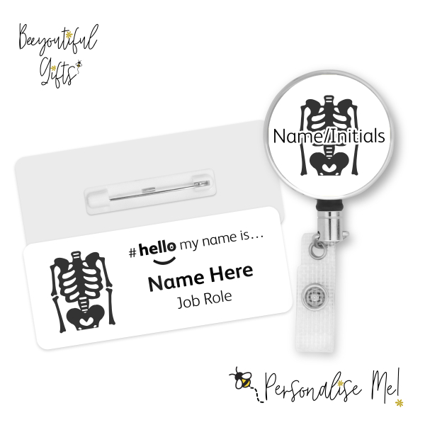 #hello my name is... Name Badge & Metal ID Reel - Skeleton X-Ray