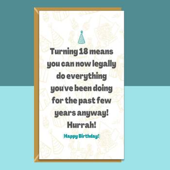 Funny 18th Birthday Card - Personalised if needed - For Him - For Her - Friend, son, daughter, brother, sister - Turning 18 years old