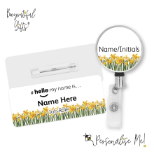 #hello my name is... Name Badge & Metal ID Reel - Daffodil Border