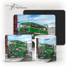 Salford Bus - Ceramic Mug, Hardboard Coaster & Placemat Set - Salford Bus