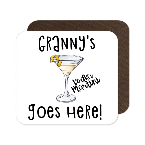 Personalised Cocktail Coaster - Hand Drawn Vodka Martini