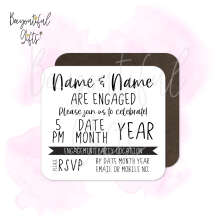 Personalised Engagement Coaster - Monochrome We're Engaged