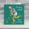 Hockey hero birthday card for him - designed by Erica Sturla - 15cm square and blank inside, made in the UK