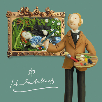 Millais, an art themed greetings card from Erica Sturla's Artist at Work range, 150mm square and blank inside for your message