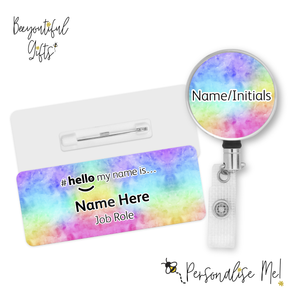 #hello my name is... Name Badge & Metal ID Reel - Watercolour Background