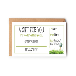 Personalised Golf Themed Gift Voucher with Envelope