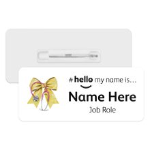 #hello my name is... Name Badge - Coloured Coquette Bow Ribbon