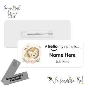 Name Badge - Cute Safari Animals Hello My Name is... - Lion Cub