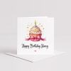Personalised birthday card pink cupcake candle bow handmade greeting for her or him - Smooth No Message - Kraft Brown