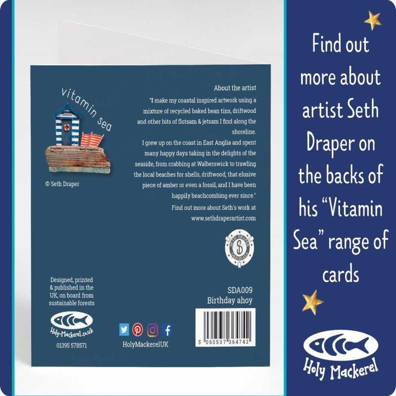 Deckchairs - coastal beach themed blank card - designed by Seth Draper - 15cm square and blank inside, made in the UK