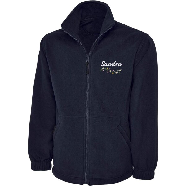 Personalised Embroidered Healthcare Fleece Jacket - Floral Daisies - XS | UK 8