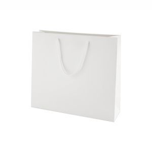 Personalised Luxury Gift Bag with Rope Handles - White (Matte) - Medium Wide (350mm x 240mm x 100mm)