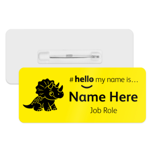 #hello my name is... Name Badge - Classic Yellow - Triceratops