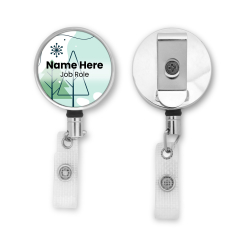 ID badge reel Personalised Metal ID Reel - Winter Trees