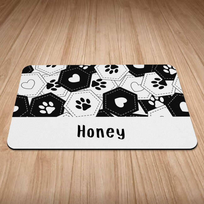 Personalised Hearts & Toe Beans Design Cat Bowl Mat