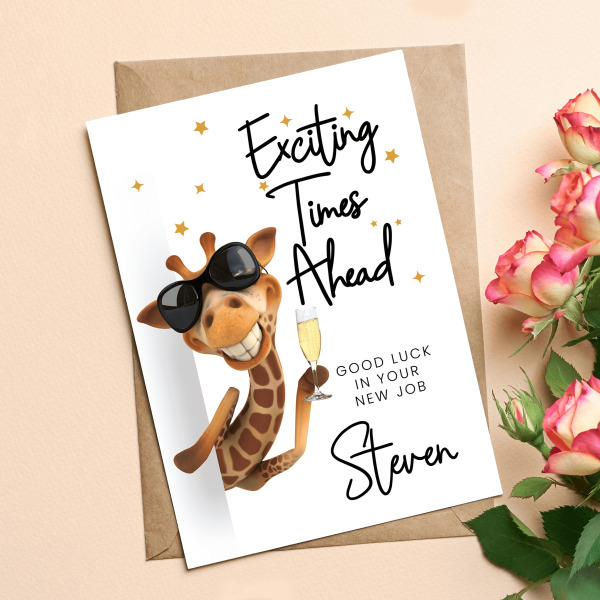 Personalised New Job Card - Exciting Times Ahead - Small (Approx. A6 | 105mm x 148mm | 4.1in x 5.8in) - Standard Smooth Card