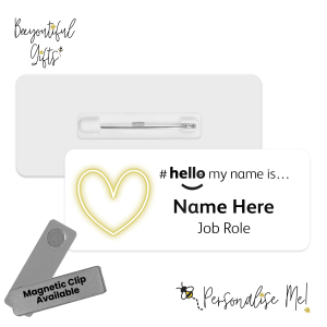Name Badge - Neon Heart Hello My Name is... - No. 6 White