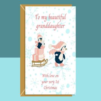 Granddaughter 1st Christmas Card - Cute - For Grandaughter on her first Xmas - Baby - For Her