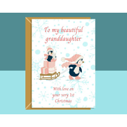 Granddaughter 1st Christmas Card - Cute - For Grandaughter on her first Xmas - Baby - For Her