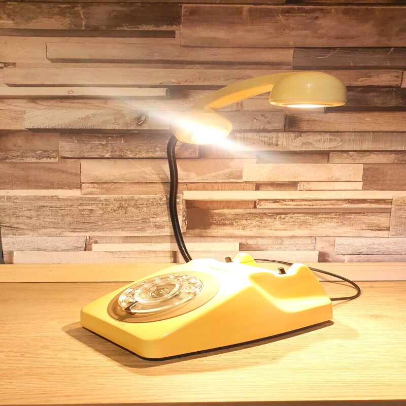 Rotary Dial Telephones Vintage Cream Lamp, With white rim spots and green rotary, 1970s GPO 746 Models