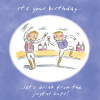 Holy Mackerel Joyful cups, an opera themed Rosie Brooks birthday greetings card, 150mm square, printed in the UK on board from sustainable sources